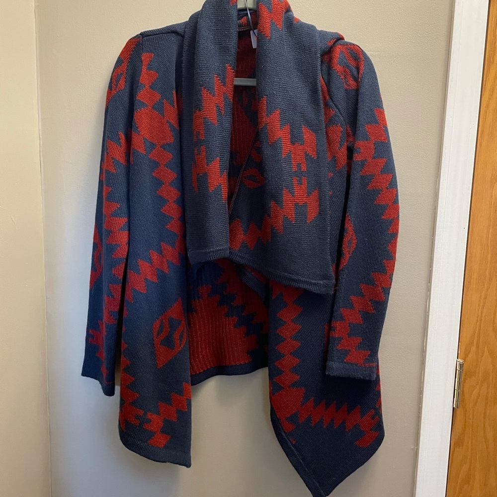 Alexander Graphic Knit Drape Front Cardigan